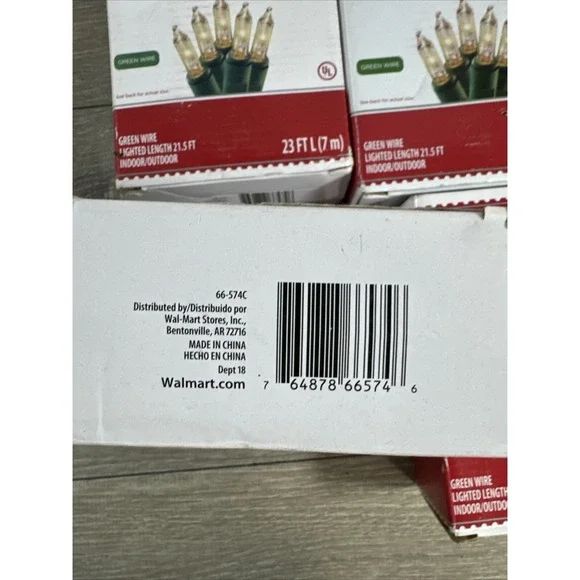 Christmas Holiday Time 100 Clear Mini Lights Green Wire 23 FT (7 m) Lot of 4 New - Picture 7 of 8